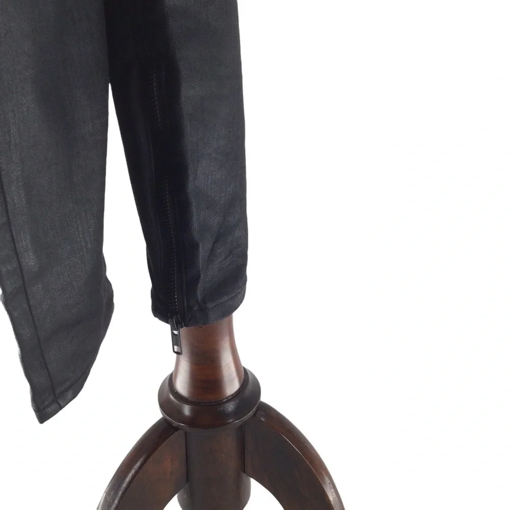 Madewell‎ Skinny Skinny Moto Black Coated Jeans